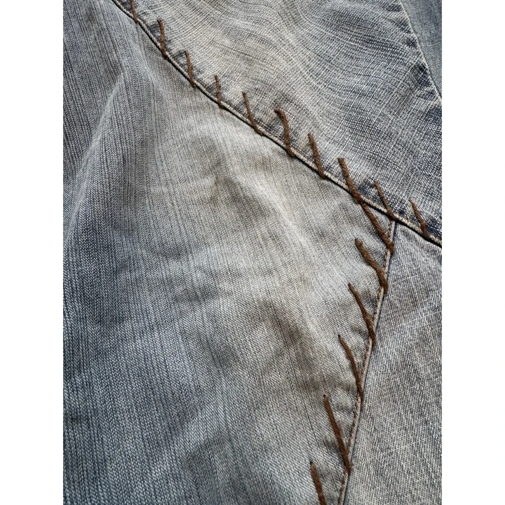 Y2K Jeans Hippie Bell Bottoms Flare Stitching Patchwork 14 Large 32 High Waist